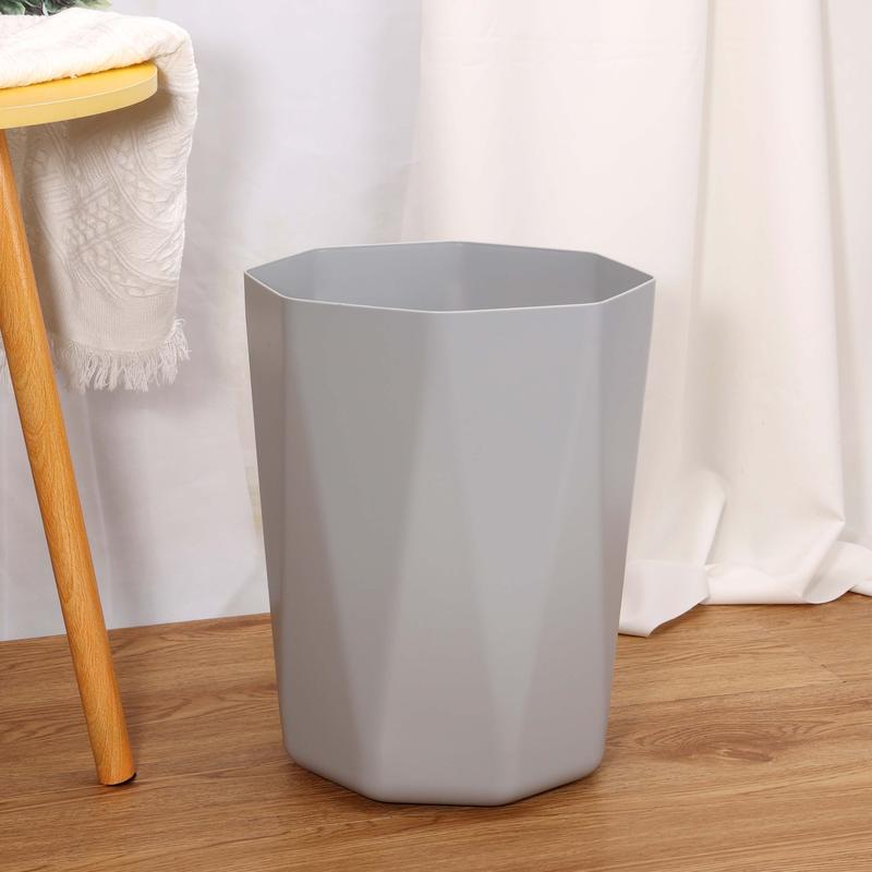 5 Gallon Trash Can, Plastic Office Trash Can, Geometric Silver