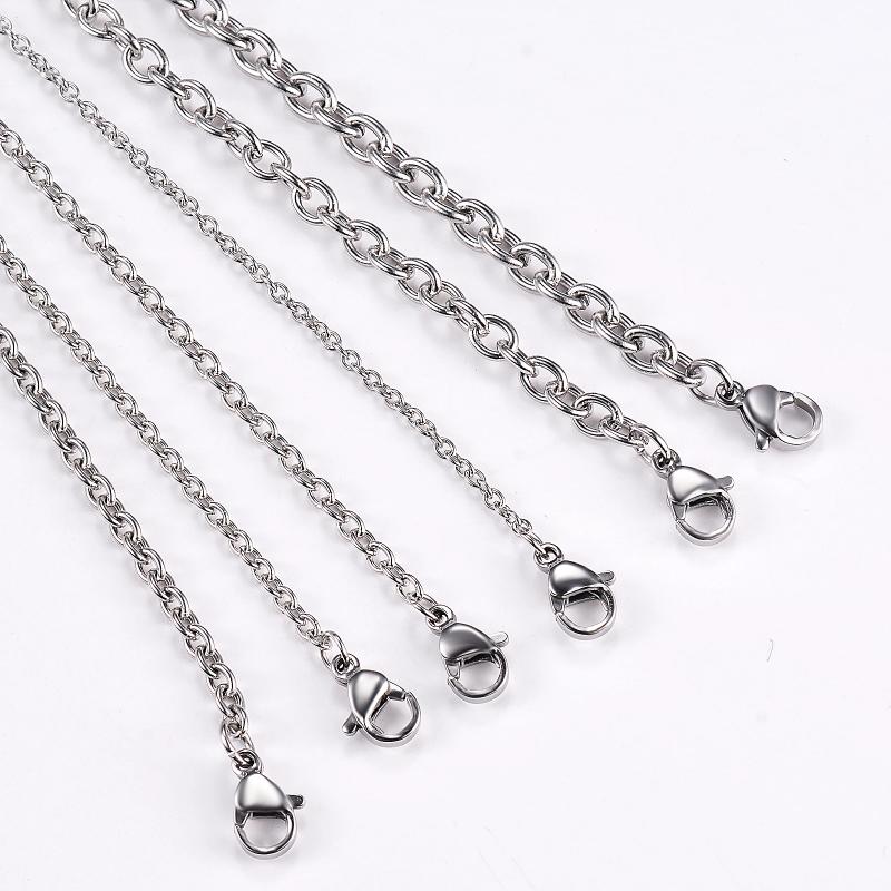 1Pc Width 1.5mm-6mm Stainless Steel Cross O Chain Necklace For Women Men DIY Jewelry Thin Bracelet