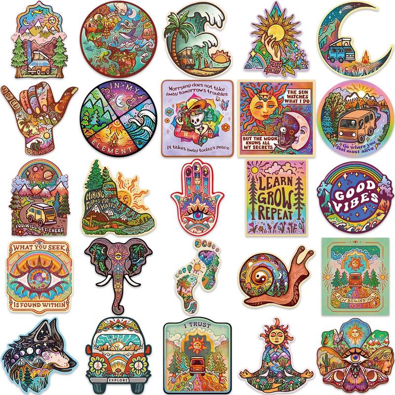 Psychedelic Sticker, 50pcs set Trippy Sticker, Hippie Sticker Pack for Adults, Laptop Water Bottle Car Cup Computer Guitar Skateboard Luggage Bike