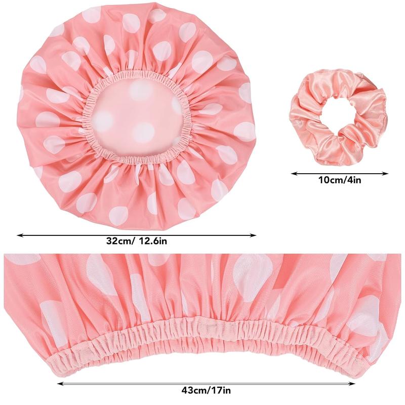 2 Sets Large Shower Caps for Women, Waterproof Shower Cap Double Layers Bath Caps Stocking Stuffers for Women Long Thick Hair