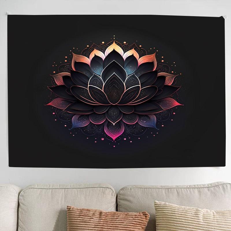 Lotus Pattern Tapestry, Soft Wall Decor Tapestry with Hanging Accessories, Wall Art for Home Living Room Bedroom University Dormitory