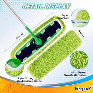 KEEPOW 5702M Microfiber Chenilles Pads for All 17*5 Inches Flat Mop 4 2 Pcs