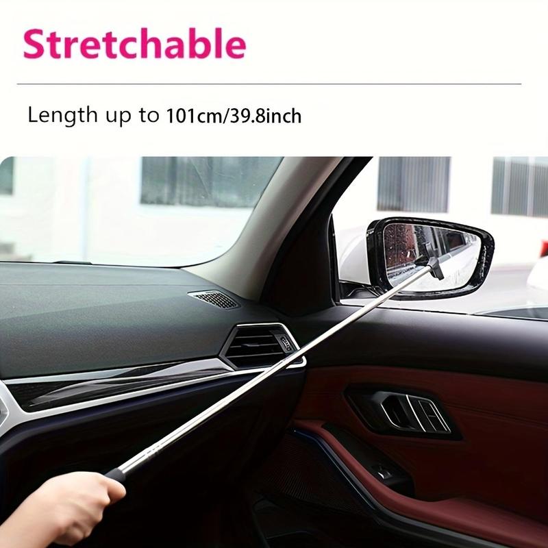 Car Rearview Mirror Cleaning Brush, Retractable Car Rear View Mirror Cleaning Squeegee, Multi-functional Car Cleaning Tool