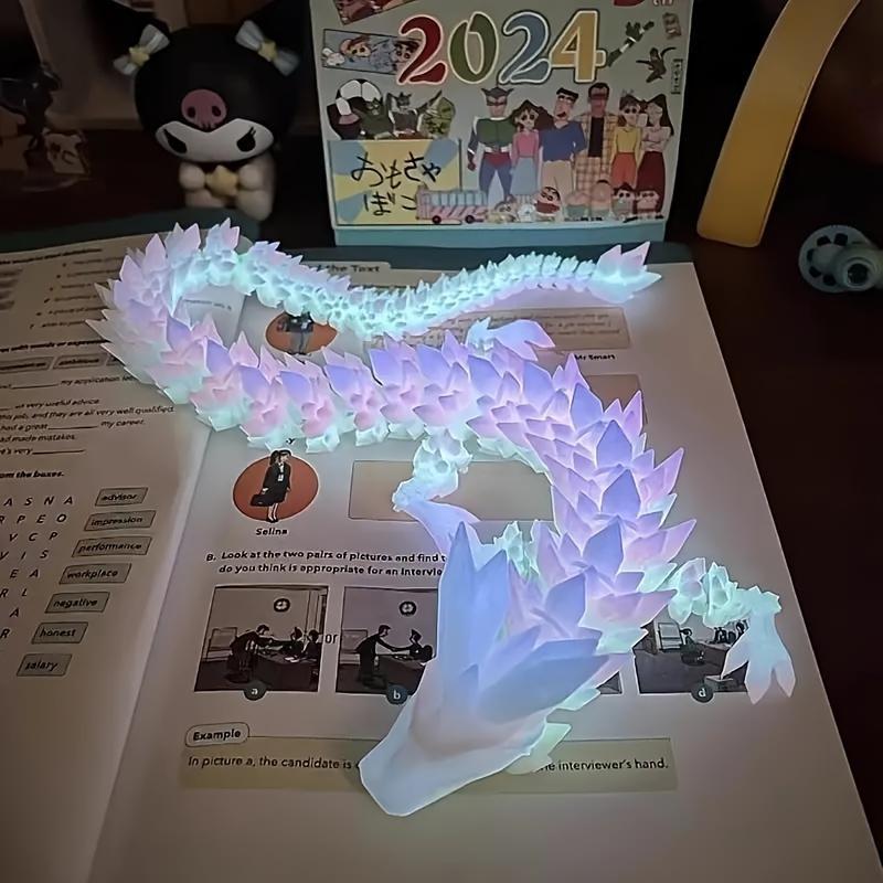 3D Printed Luminous Dragon Decoration, 1 Count Glow in The Dark Dragon Statue, Decorative Ornament for Home Garden Office Decor