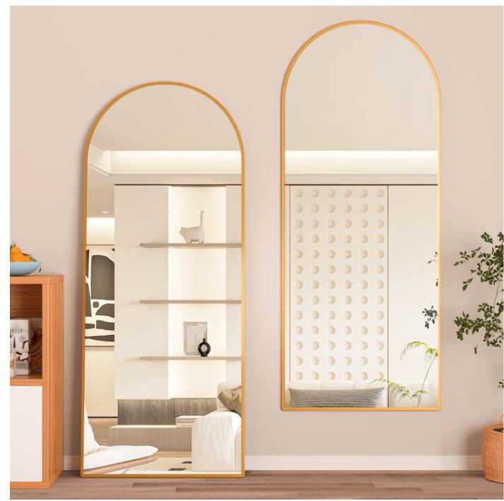 Full Length Mirror. 64''x21'' Full Length Mirror, Arched Floor Mirror, Full Body Mirror Standing, Gold Arched Wall Mounted Mirror Dressing Mirror