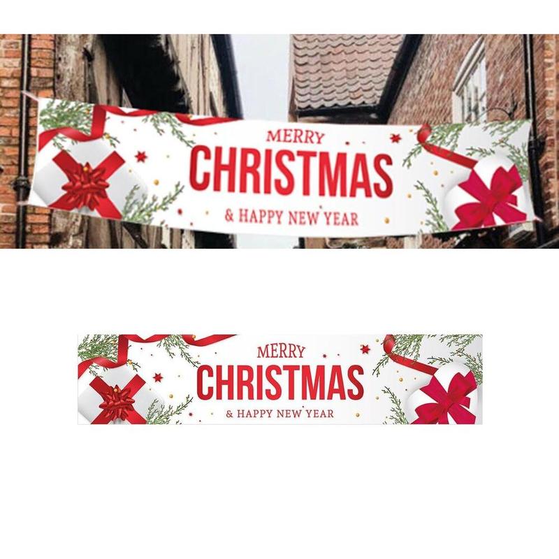 Large 6ft Merry Christmas Banner Sign Santa Claus Xmas Outdoor Garden Decoration Hanging Backdrop Garage Prop Ornaments