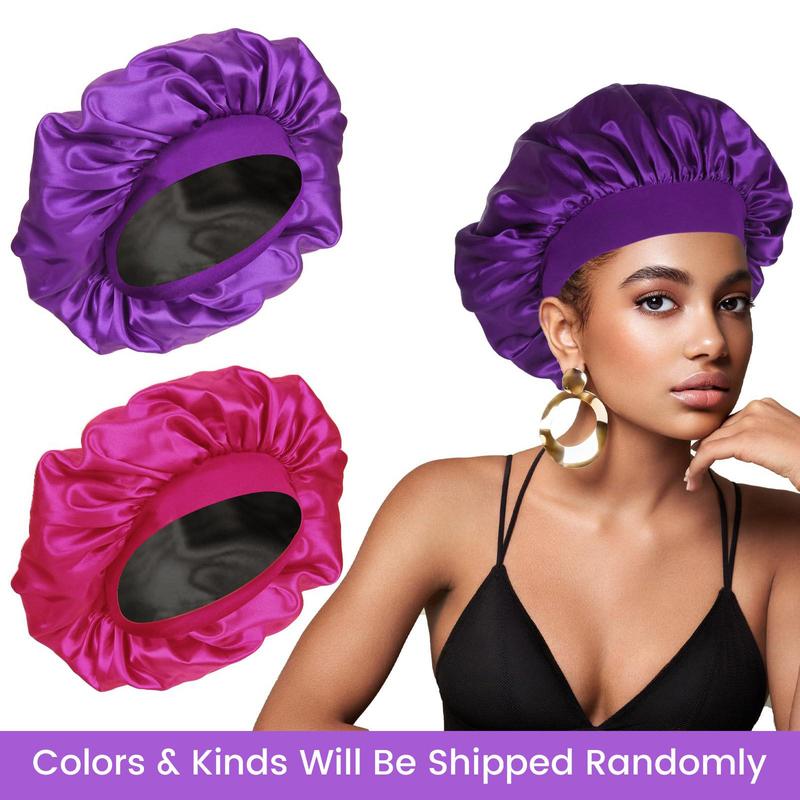 Wiggins Satin Bonnet Silk Bonnet Hair Bonnet for Sleeping Satin Cap Elastic Wide Band Sleep Bonnets Shower