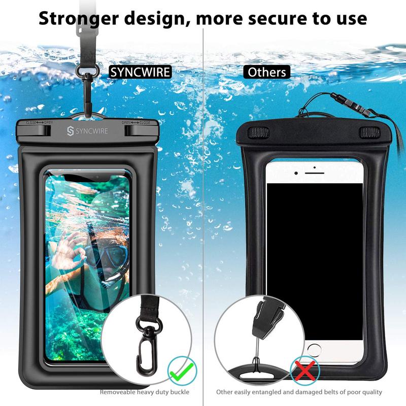 Syncwire Waterproof Phone Pouch, 2-Pack IPX8 Universal Case, Dry Bag for iPhone 13 12 11 X 8 7, Galaxy S21 S10, Pixel, Up to 7