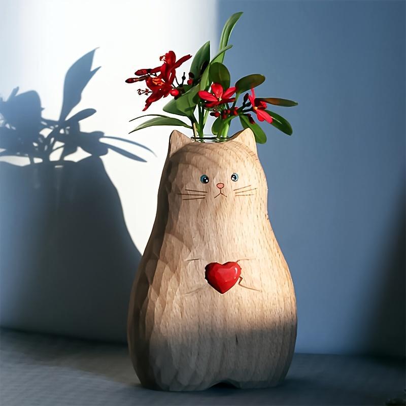 Cute Cat Design Resin Vase, Creative Flower Vase without Flower, Decorative Vase for Home Office Garden, Desktop Decoration