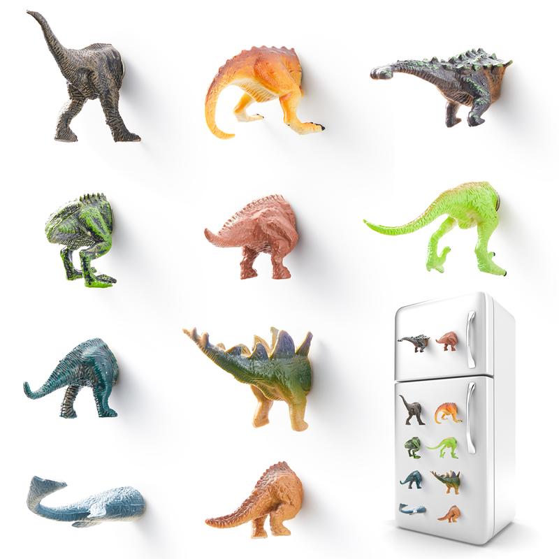 Set of 10 Dinosaur Tail Magnetic Fridge Decor - Unique Decorative Magnets for Home or Office Decoration