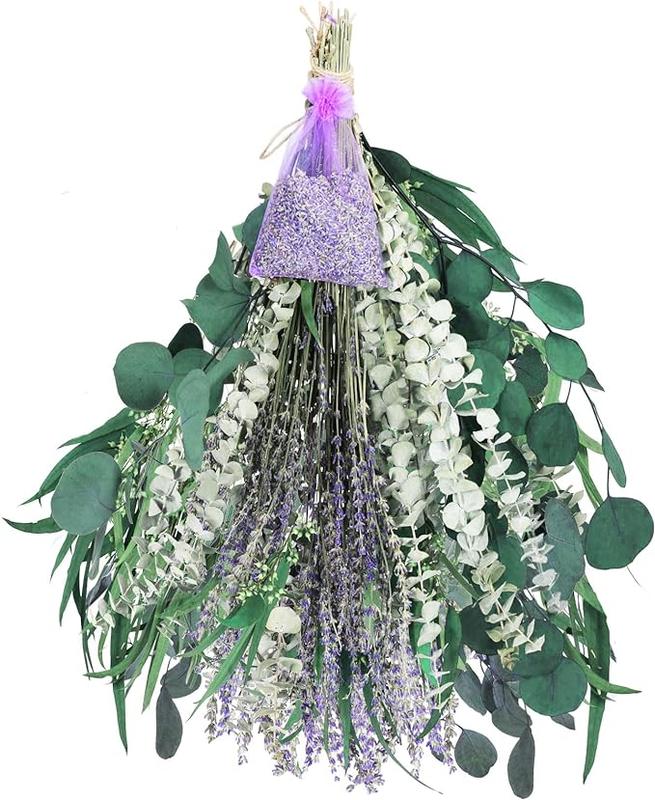 119pcs Eucalyptus for Shower, 4 Kinds Mix Eucalyptus Stems & Lavender Flowers Hanging, Fresh Eucalyptus Leaves for Shower Plants Hanging, Dried Eucalyptus Bundle for Home Bathroom Decor Decorative Fruit Bouquet Ornaments