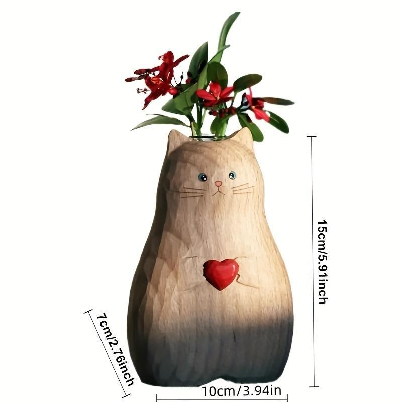 Cute Cat Design Resin Vase, Creative Flower Vase without Flower, Decorative Vase for Home Office Garden, Desktop Decoration