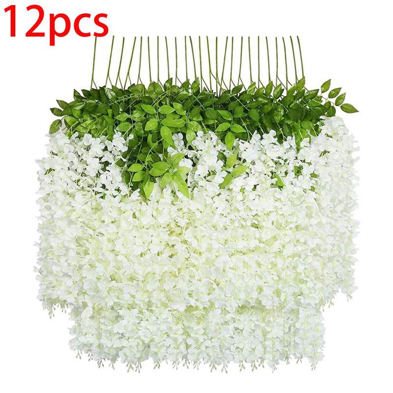 Artificial Flower Hanging Garland, 12pcs set Fake Flower Hanging Vine Garland, Fake Flower for Wedding Party Home Decor