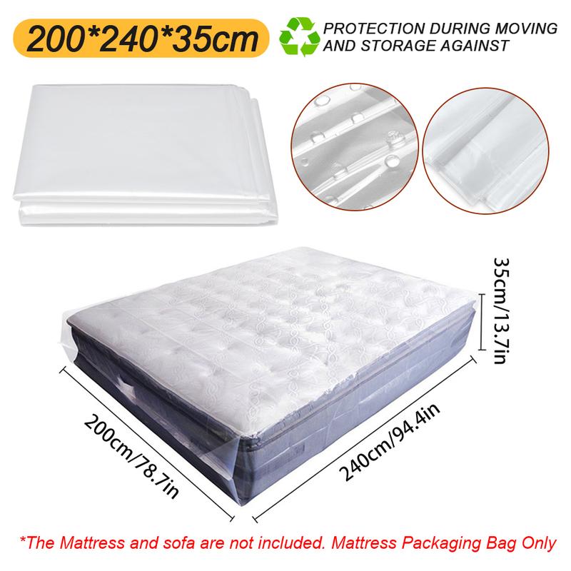 94 M49*78.74*13.78in Storage Plastic Dust and Moisture Bag Heavy Duty Waterproof Mattress Plastic Film Bag PE Moving Supplies Sofa Transparent