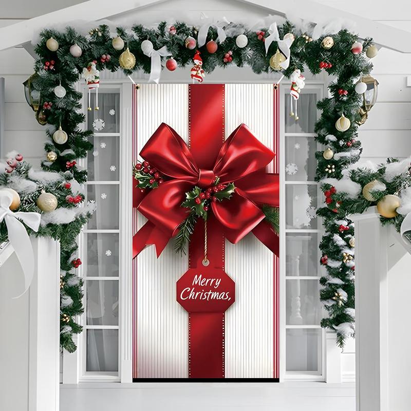 Christmas Themed Door Banner, 1 Count Merry Christmas Door Hanging Banner, Festive Backdrop for Home Living Room Bedroom, Home Decor