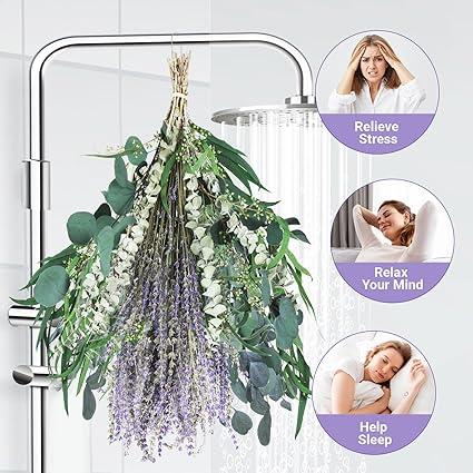 119pcs Eucalyptus for Shower, 4 Kinds Mix Eucalyptus Stems & Lavender Flowers Hanging, Fresh Eucalyptus Leaves for Shower Plants Hanging, Dried Eucalyptus Bundle for Home Bathroom Decor Decorative Fruit Bouquet Ornaments