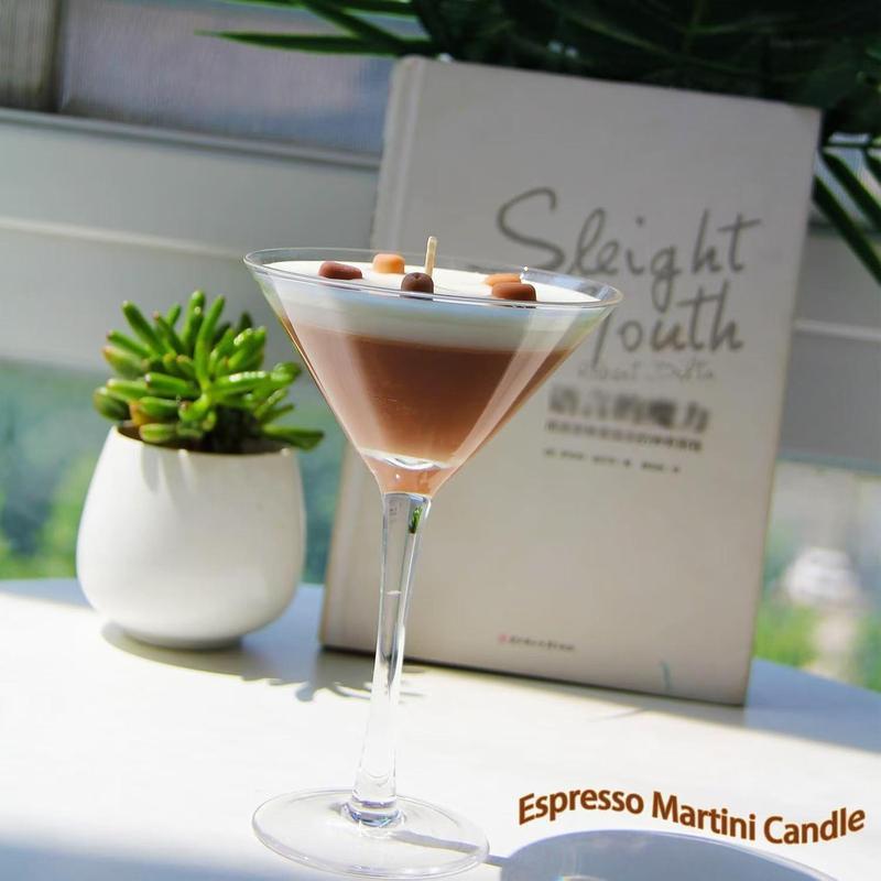 Handmade Espresso Martini Candle Decor with Natural Soy Wax and Cotton Wicks