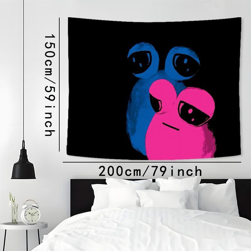 Abstract Frog Couple Pattern Tapestry, 1 Count Aesthetic Wall Hanging Decor, Polyester Tapestry for Bedroom Home Office Decor, Accessories with Free Installation Package