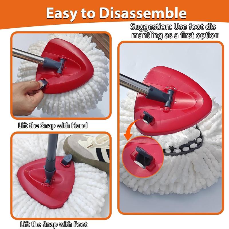 Spin Mop Replacement Base with Snap for Oceda EasyWring 1 Tank System, Upgraded Release Lever Mop Base Part,Plastic Spin Mop Cover Easy Disassembly