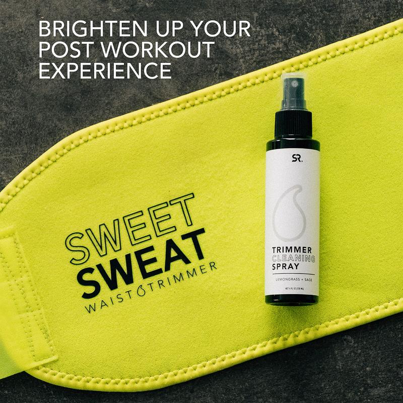 Sweet Sweat Waist Trimmer Cleaning Spray | Freshen & Clean Neoprene Trimmers, Yoga Mat, Gym Equipment & More! | Made with Lemongrass & Sage Oil - 4oz.