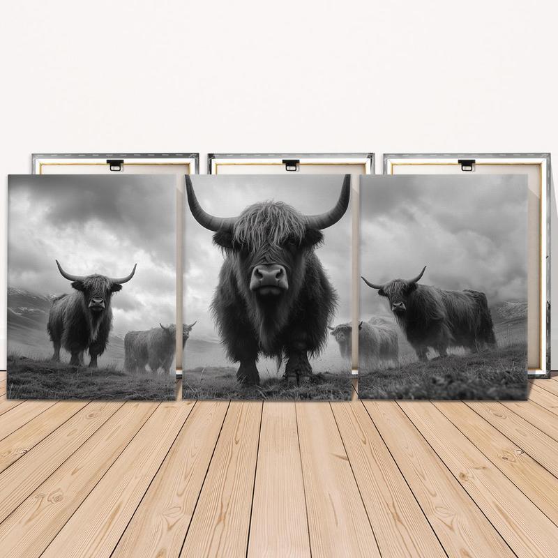 Wooden Framed Canvas Painting, 3 Counts Modern Animal Pattern Wall Art, Wall Decor for Home Living Room Bedroom Office