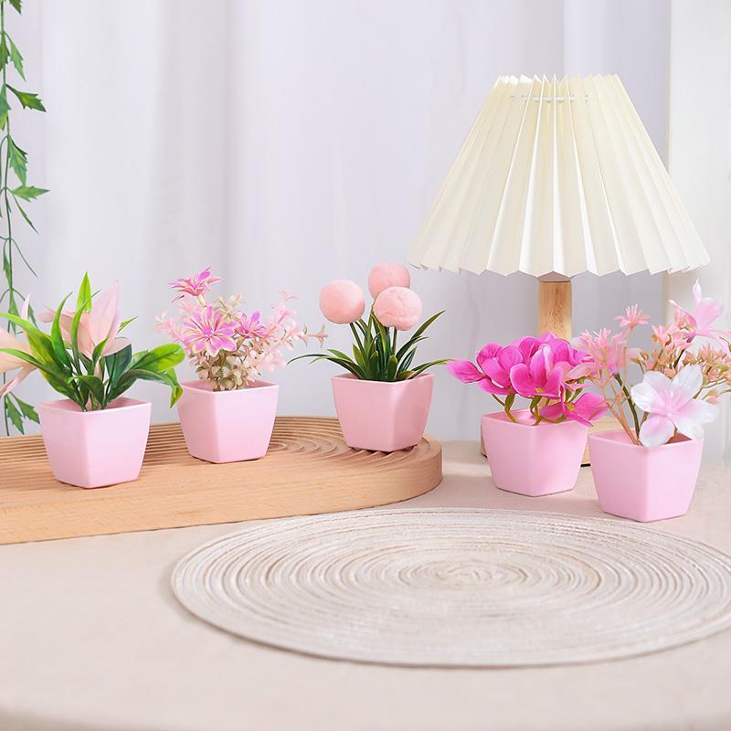 Artificial Potted Plant, 5pcs set Mini Simulated Faux Decorative Plant with Flower Pot, Home Decor Supplies for Living Room, Bedroom, Office Desk, Bookshelf and Windowsill