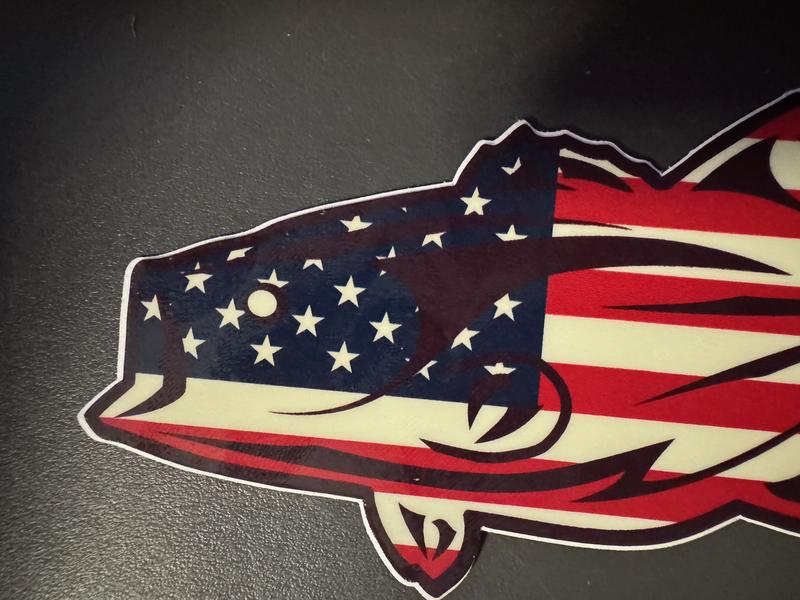 Fishing At Work - USA Flag Largemouth Bass Sticker