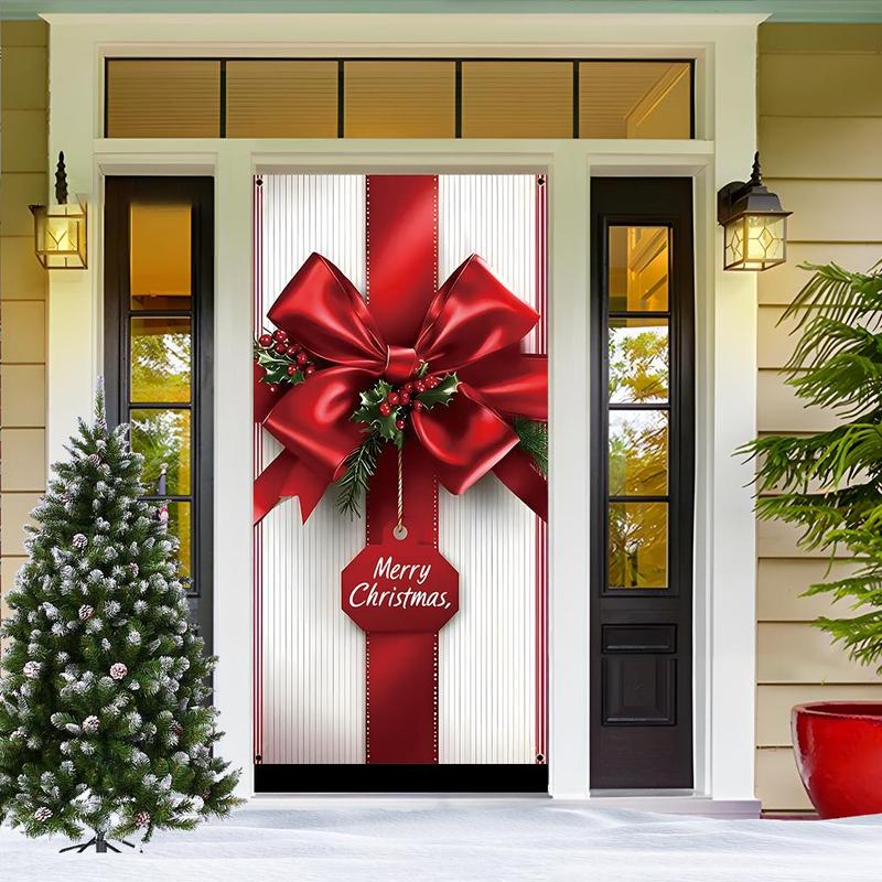 Christmas Themed Door Banner, 1 Count Merry Christmas Door Hanging Banner, Festive Backdrop for Home Living Room Bedroom, Home Decor