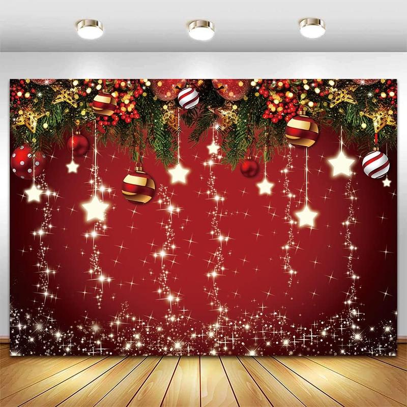 Christmas Background 7x5ft Red Christmas Backdrop Sparkling Stars Christmas Backdrop New Year Eve Party Xmas Holiday Decorations Photography Banner