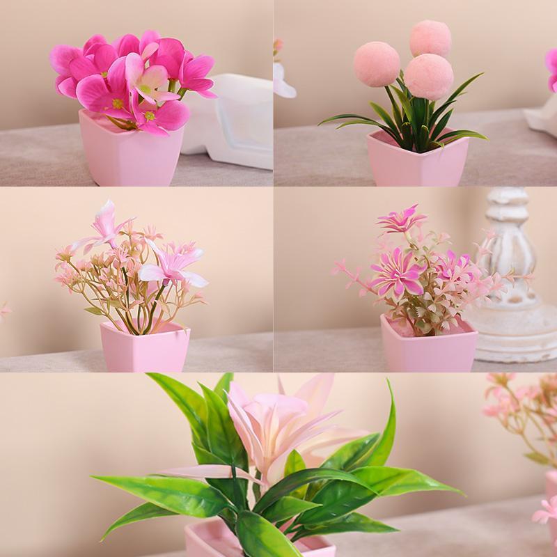 Artificial Potted Plant, 5pcs set Mini Simulated Faux Decorative Plant with Flower Pot, Home Decor Supplies for Living Room, Bedroom, Office Desk, Bookshelf and Windowsill