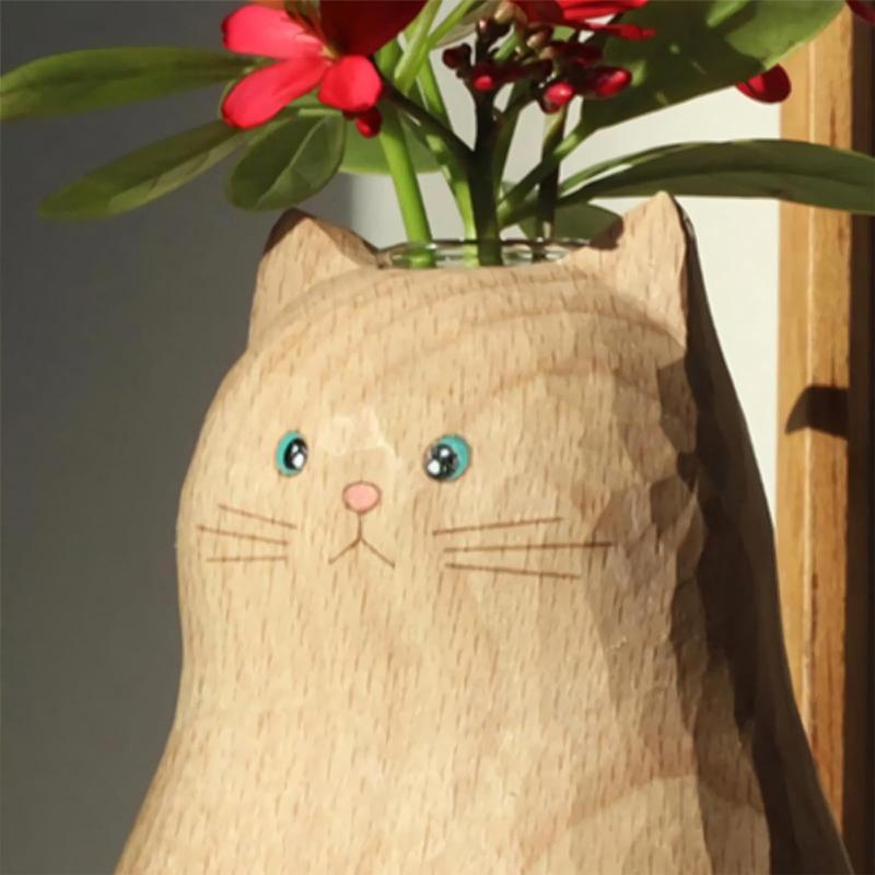 Cute Cat Design Resin Vase, Creative Flower Vase without Flower, Decorative Vase for Home Office Garden, Desktop Decoration