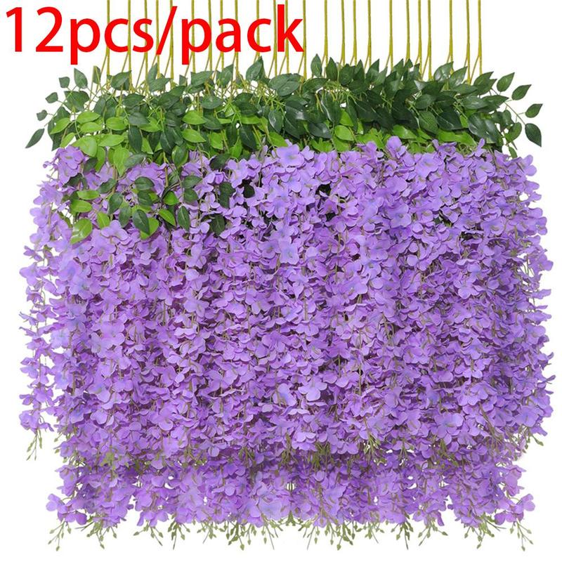 Artificial Flower Hanging Garland, 12pcs set Fake Flower Hanging Vine Garland, Fake Flower for Wedding Party Home Decor