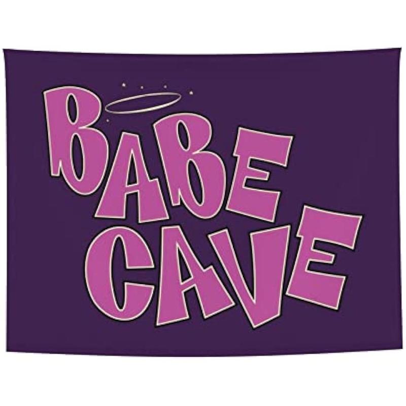 Babe Cave Tapestry Preppy Cute Pink Tapestries Aesthetic Wall Hanging Banner For Teen Girl College Dorm Bedroom Living Room Party Decoration