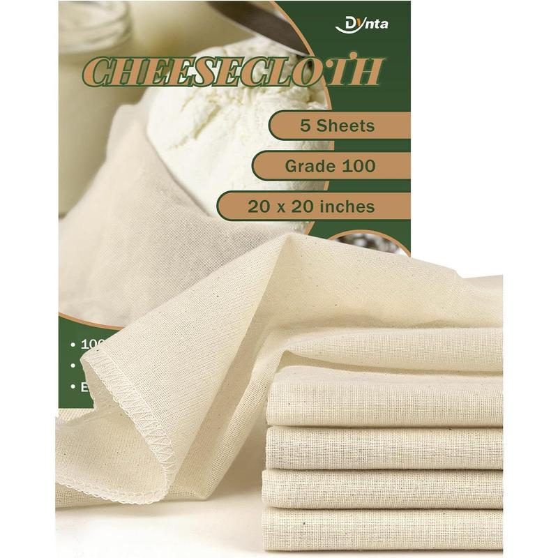 Cheesecloth for Straining Grade 100, 8 Pieces Reusable Hemmed Cheesecloth 20 x 20 Inches, 100% Unbleached Cotton Cheese Cloths for Straining, Filtering, Canning, Covering, Polishing and Decoration