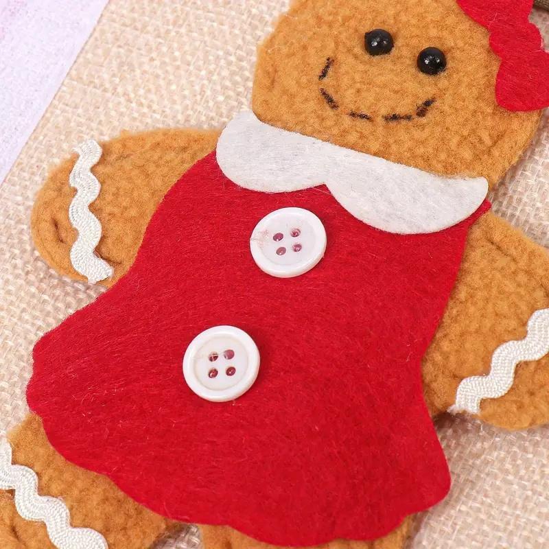 Gingerbread Man Design Refrigerator Handle Cover, 2 Counts set Cute Christmas Door Grip, Creative Holiday Decor for Home Appliances