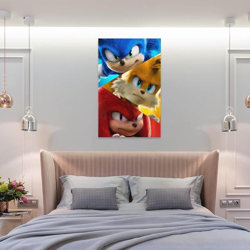 Cartoon Canvas Wall Art Sonicds The Hedgehog 2 Poster Prints on Canvas Paitng Home Kitchen Wall Decor 08x12inch(20x30cm) Artwork Room