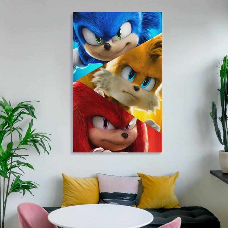 Cartoon Canvas Wall Art Sonicds The Hedgehog 2 Poster Prints on Canvas Paitng Home Kitchen Wall Decor 08x12inch(20x30cm) Artwork Room