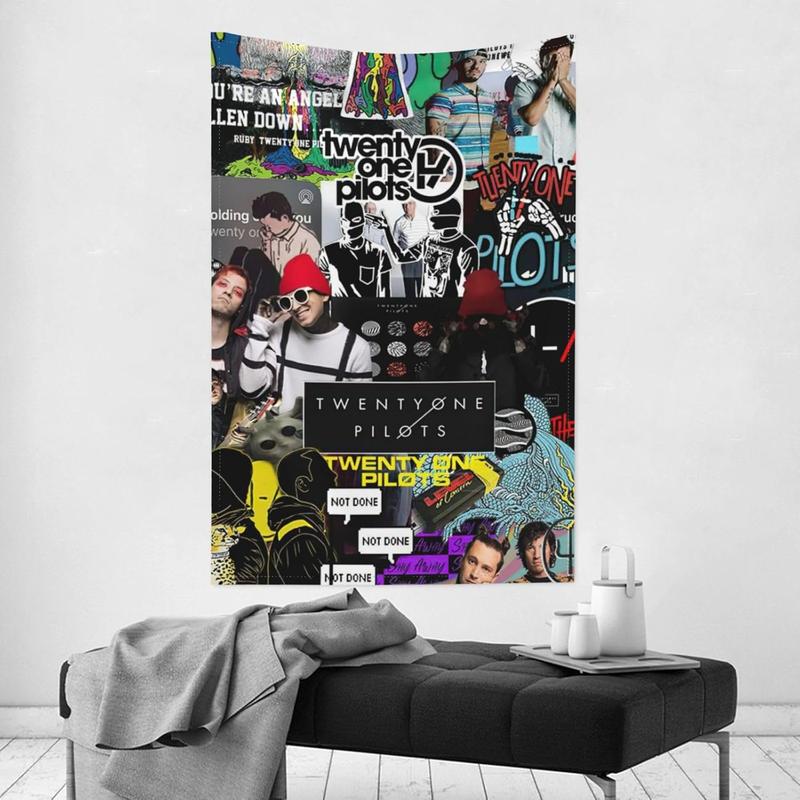 Home Music Twenty Fashion One Concert Pilotss Tapestry Album Tapestry Wall Art Hanging Poster Banner Flag Banner Decoration for Bedroom Living Room Dorm Party Backdrop Decor