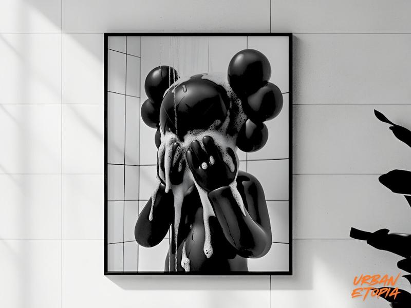 Kaws in Shower Hypbeast Poster - Printable Art for Shower Wall Art, Washroom Wall Decor, Graffiti Kaws Wall Art