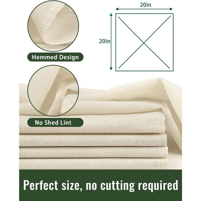 Cheesecloth for Straining Grade 100, 8 Pieces Reusable Hemmed Cheesecloth 20 x 20 Inches, 100% Unbleached Cotton Cheese Cloths for Straining, Filtering, Canning, Covering, Polishing and Decoration