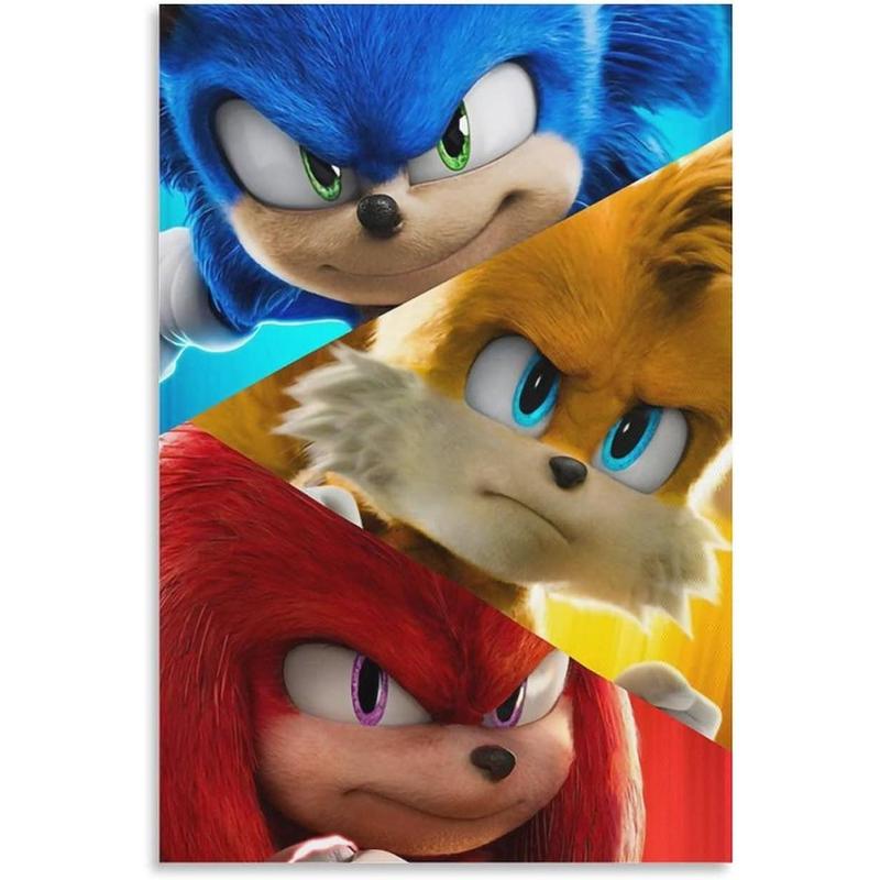 Cartoon Canvas Wall Art Sonicds The Hedgehog 2 Poster Prints on Canvas Paitng Home Kitchen Wall Decor 08x12inch(20x30cm) Artwork Room