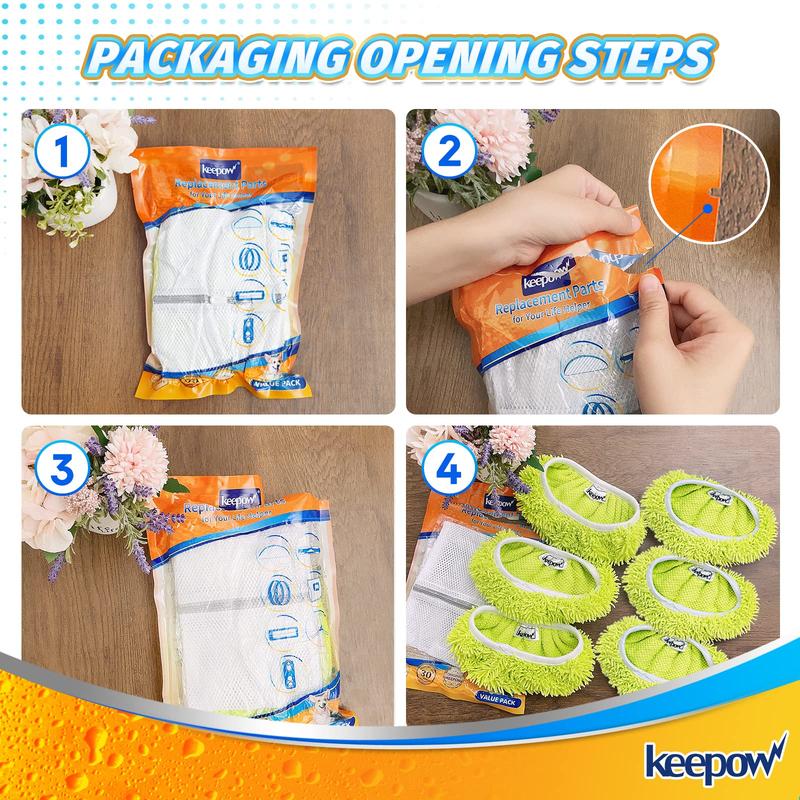 KEEPOW Dry Sweeping Wet Mopping Cloths for Swiffer Sweeper Reusable & Washable Microfiber Mop Pads (Mop is Not Included)