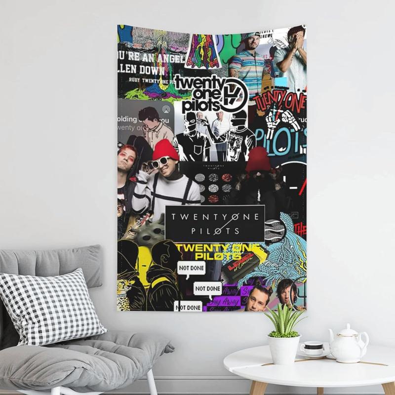 Home Music Twenty Fashion One Concert Pilotss Tapestry Album Tapestry Wall Art Hanging Poster Banner Flag Banner Decoration for Bedroom Living Room Dorm Party Backdrop Decor