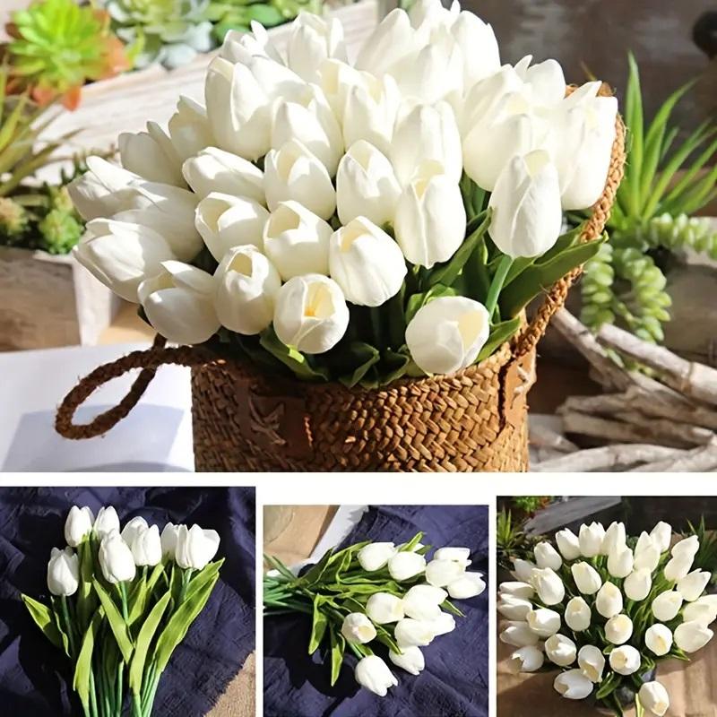 Christmas Room Decor Crochet Tulip without Vase, 24pcs set Artificial Flower, Summer Flowers Bouquet, Home Decor Supplies for Living Room Bedroom Dining Room Wedding Party, Fall Decor, Fall Decor fake flower bridal flowers hand  bouquet fake  flowers