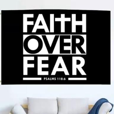 3×5FT Fun Faith Over Fear Bible Verses Flag for Outdoor Yard Fun Room Decor