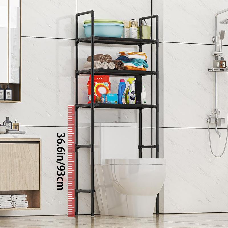 Bathroom Storage Rack, 1 Count Multi-layer Floor Mounted Toilet Rack, Large Capacity Storage Rack for Home Bathroom Use