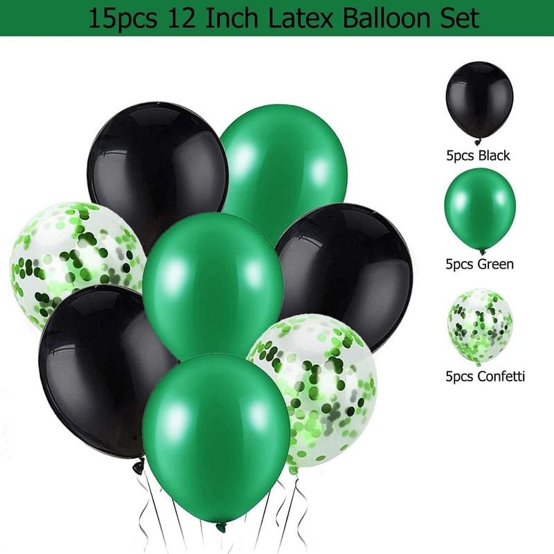 Birthday Decorations for Men Green and Black Party Decor Supplies Boy Including Happy Birthday Banner Confetti Latex Balloon Foil Balloon and Ribbon