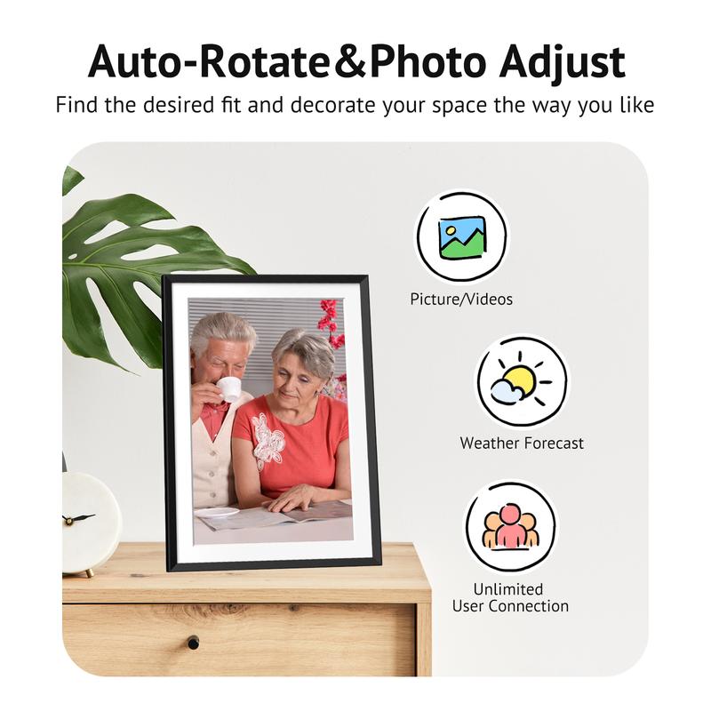 Euphro 10.1'' Digital Picture Frame with 32GB Storage, Perfect Gift for Kids & Grandparents, Digital Photo Frame with 1280x800 Touch Screen, Christmas Decor, Christmas Gift for Family Friends, Giftideas, WiFi Home Decor