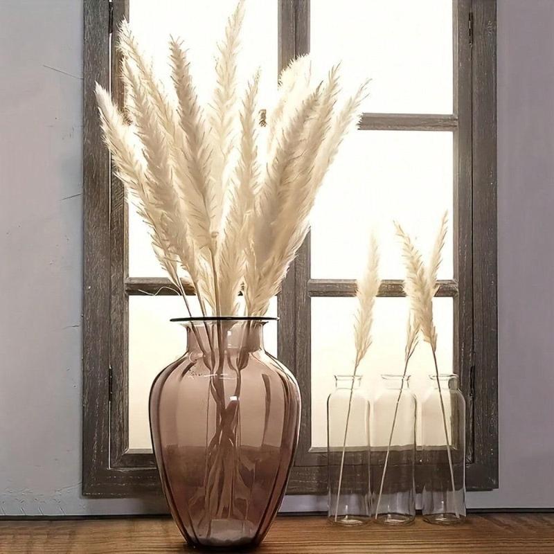 Dried Pampas Grass Plumes Decoration, 30pcs set Faux Reed Flower Stems Bunch, Fake Flower for Flower Arrangements Wedding Home Decor