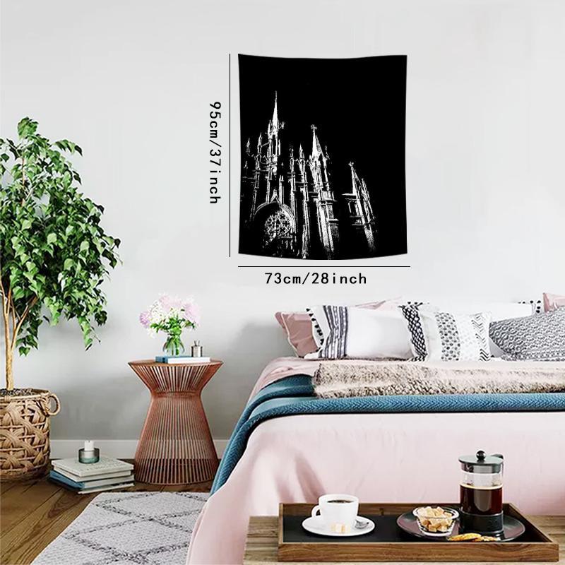 Gothic Cathedral Night Pattern Tapestry, 1 Count Aesthetic Wall Hanging Decor, Polyester Tapestry for Bedroom Home Office Decor